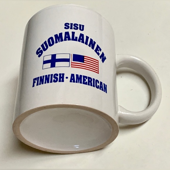 Vintage 1980s Finnish American Suomalainen National Flags Coffee Mug - Picture 10 of 12